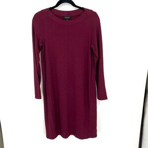 J Jill Wearever Collection Sweater Midi Dress Size XS Burgundy Casual Boat Neck